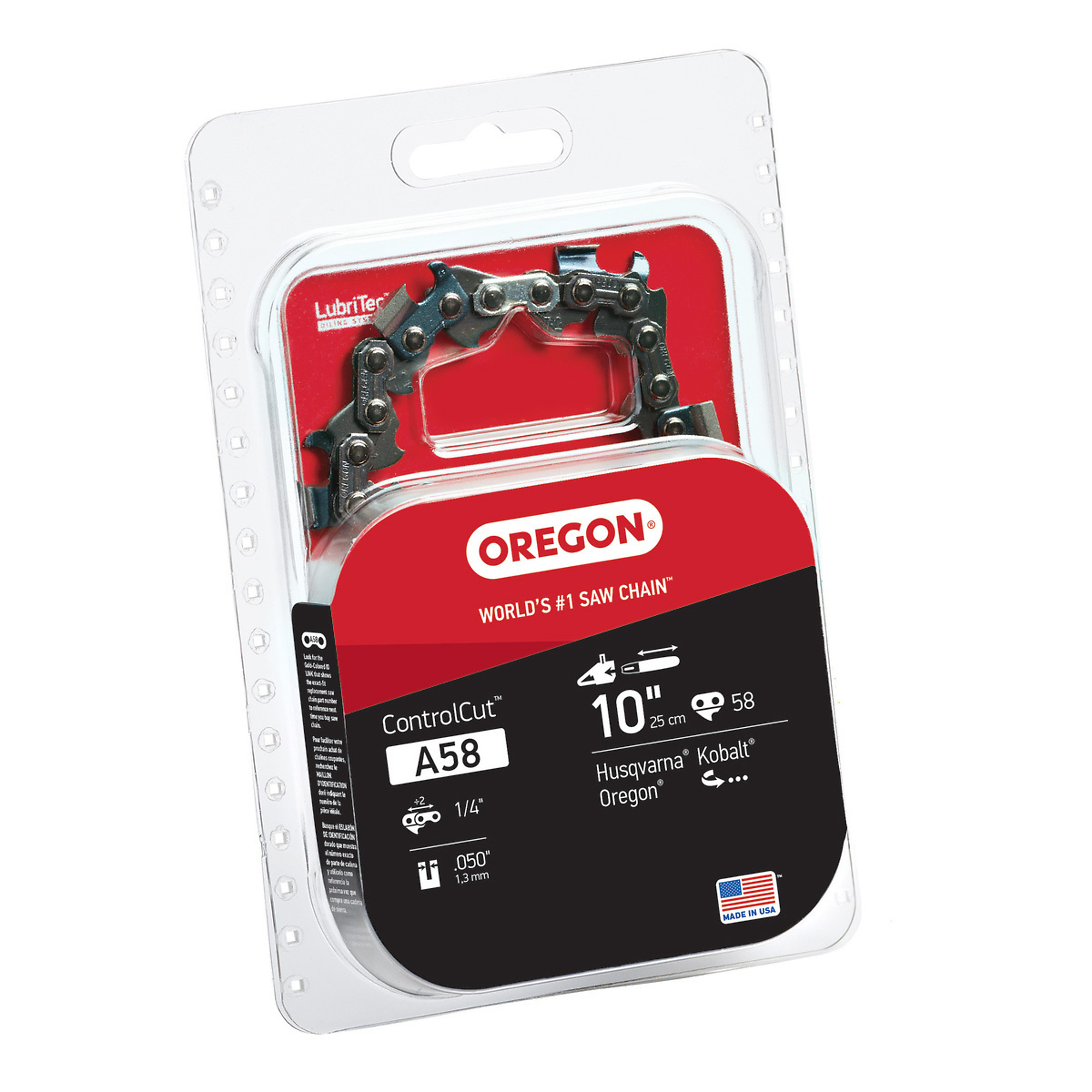 Oregon Chainsaw Loop Chain, 1/4in. x 0.050in., Fits 10in. Bar, Model# A58/25AP058G